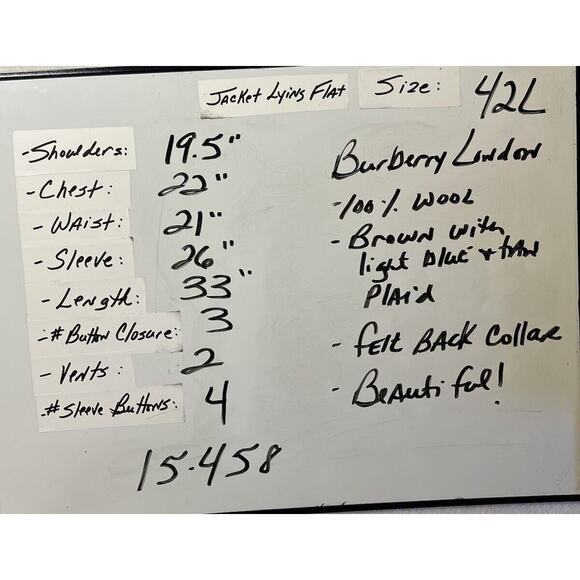 Burberry London 42L Brown Blue Tan Plaid Designer Blazer Sport Coat Jacket - Picture 11 of 16